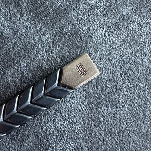 David Yurman Chevron Woven Bracelet w/ Black Titanium & White Diamonds - RARE - Picture 12 of 15